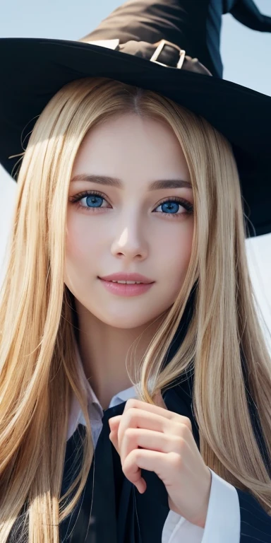 Realistic、Highest quality、Highest quality、masterpiece、Ultra-high resolution、RAW Photos、Realistic、Bright lighting、Face Light、Smooth Professional Lighting、Looking into the camera、alone、Adult female、Beautiful woman、Super Beauty、Realistic肌、Moisturized Skin、Realistic eyes and faces、Perfect model body shape、Beautiful Eyes、Big eyes、Inconspicuous tear bags、slim、Medium size big、Beautiful fingers、Long Hair、Blonde、black eye、looks happy、Cowboy Shot、(Both ears are covered by hair)、(((Witch's Gold Costume)))、Fantasy World、Medieval European streets