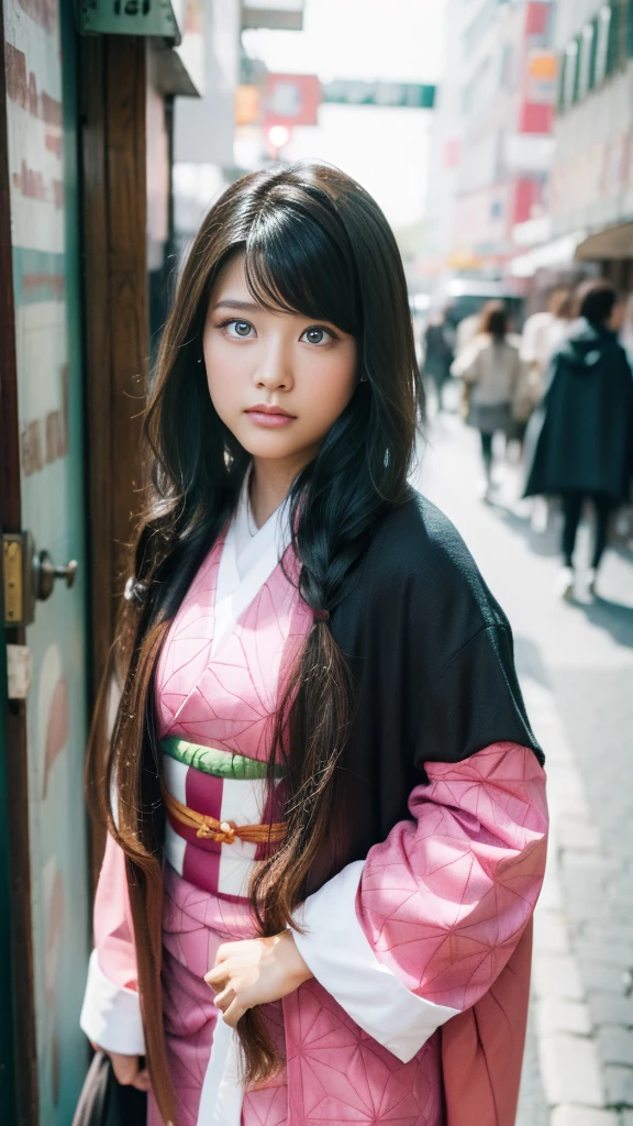 Cute Japanese woman, (), (Very cute face: 1.3), White moist skin, Looking at the camera, Melancholy expression,
BREAK,
Idol,
BREAK,
(Wearing cute kimono: 1.3), (Highly revealing kimono), Very large earrings, Short length,
BREAK,
(Fighting pose: 1.3),
BREAK,
(Long hair), (Pink hair: 1.2), (Wavy hair), (Gradient hair: 1.3), (Red hair at the ends),
BREAK,
(Realistic: 1.3), Masterpiece, Perfect lighting, (Ultra-high resolution), (8K), (Highly detailed: 1.4), (From the front), (Full body: 1.3), (Symmetrical: 1.2),
BREAK,
(Japanese city streets: 1.2),
BREAK,
(Demon Slayer: 1.4),
BREAK,
(Kasumi Arimura: 1.4),
