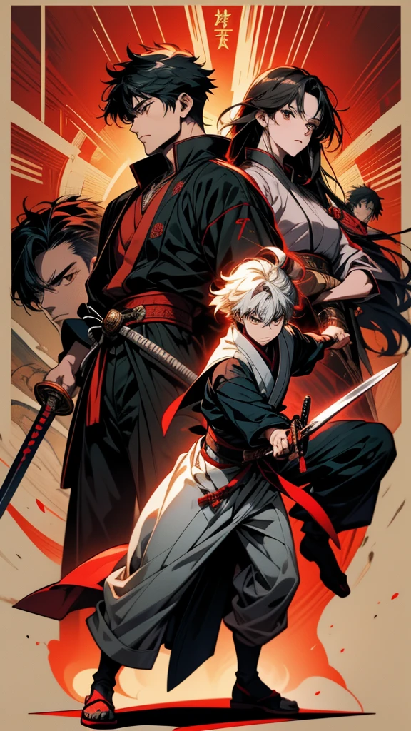 With a sword and a red belt、Anime characters with swords, Hajime Yatate, okata kazuto, shirow Genuine, shikanosuke yagaki, Inspired by Hiro Yamagata, Samurai Man Wanderer, inspired by Kanō Sanraku, akiyuki shinbou, Genuine, Full body martial arts