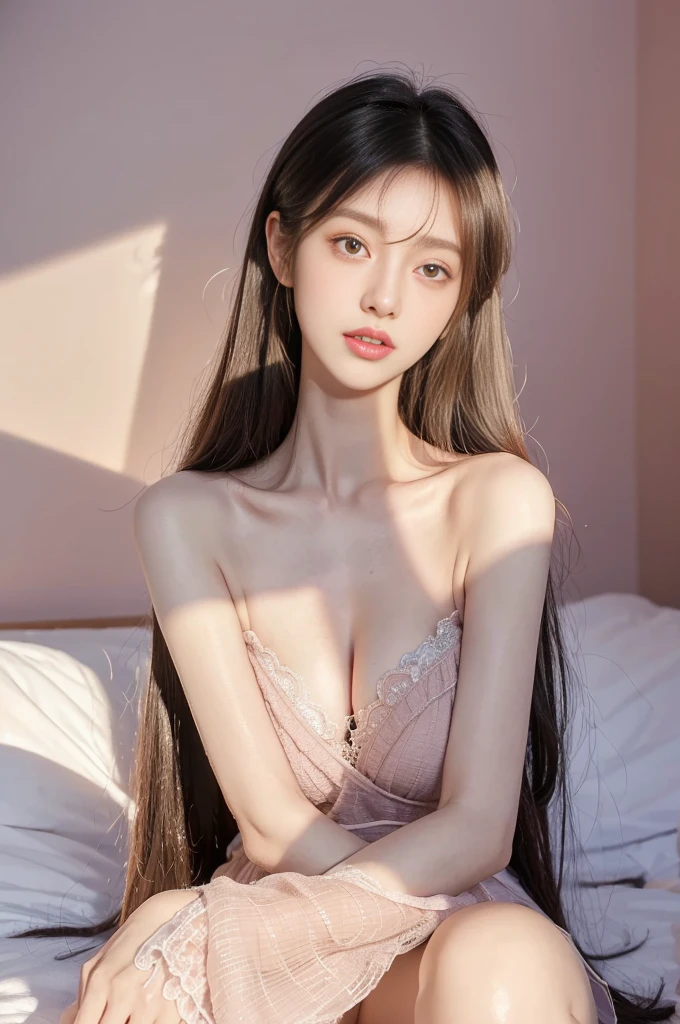 (high details:1.4)、(surrealism:1.4)、(soft lighting:1.05)、32,000、1 woman、realistic lighting、face lighting、ray tracing、(brightened light:1.2)、(improve quality:1.4)、(Realistic textured skin of the highest quality:1.4)、original photo, lifelike, full body woman love, bed, soggy, big bust, stylish hairstyle, pale skin, black eye, pink lips, (Beloved), (:1.1), ~Through, detailed background, detailed face, delicate eyes, good hair, Anatomically correct body, elastic skin, make up, masterpiece
