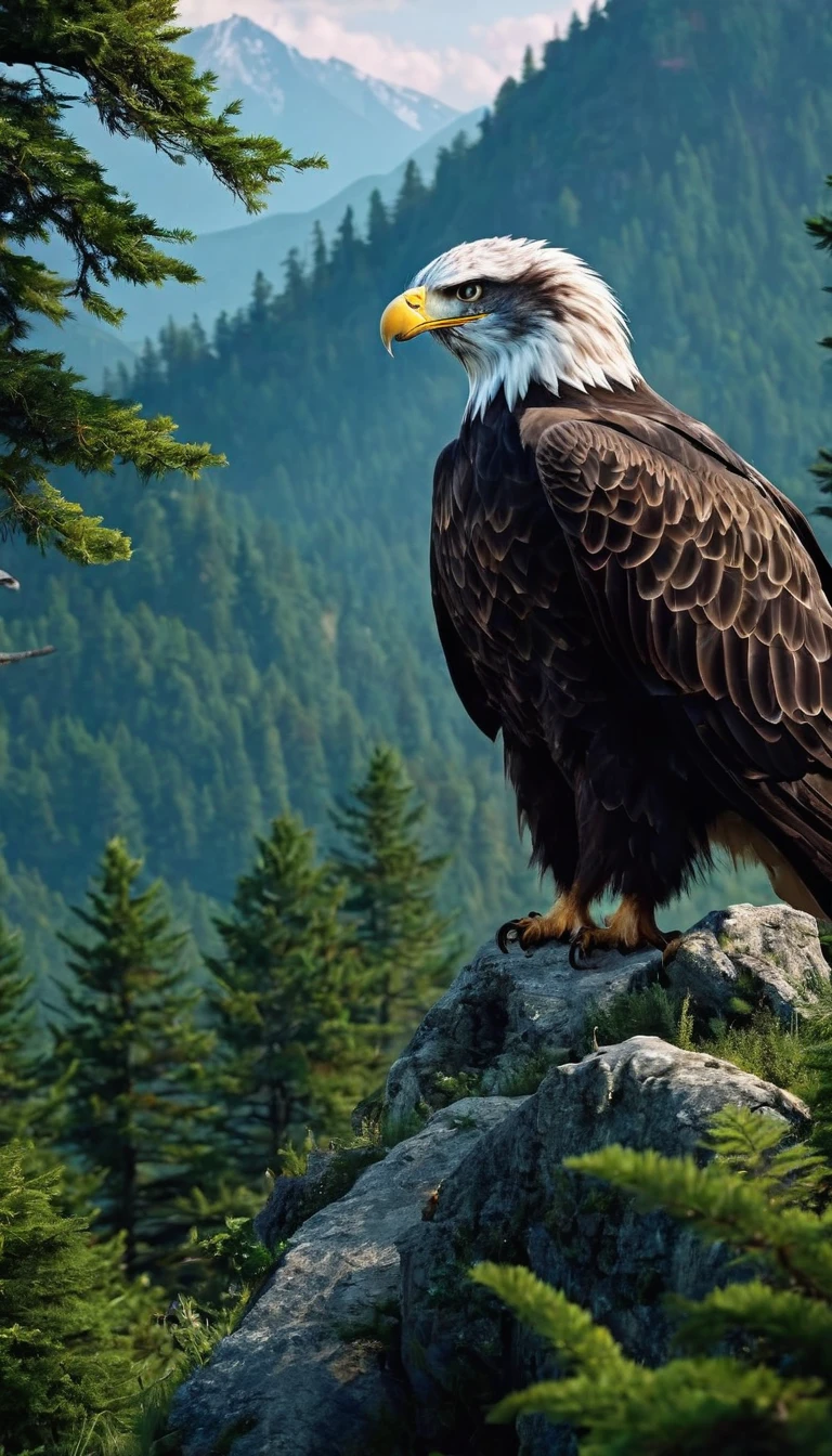 Mountains and forests,There is a certain kind of beast,Hawk-like,Eagle'The nails are like human hands(Highest quality,4K,8k,Superior,masterpiece:1.2),Super detailed,(Real,写真Real,写真Real:1.37),Very detailed drawings of animals,Realな照明,Fantasy creatures
