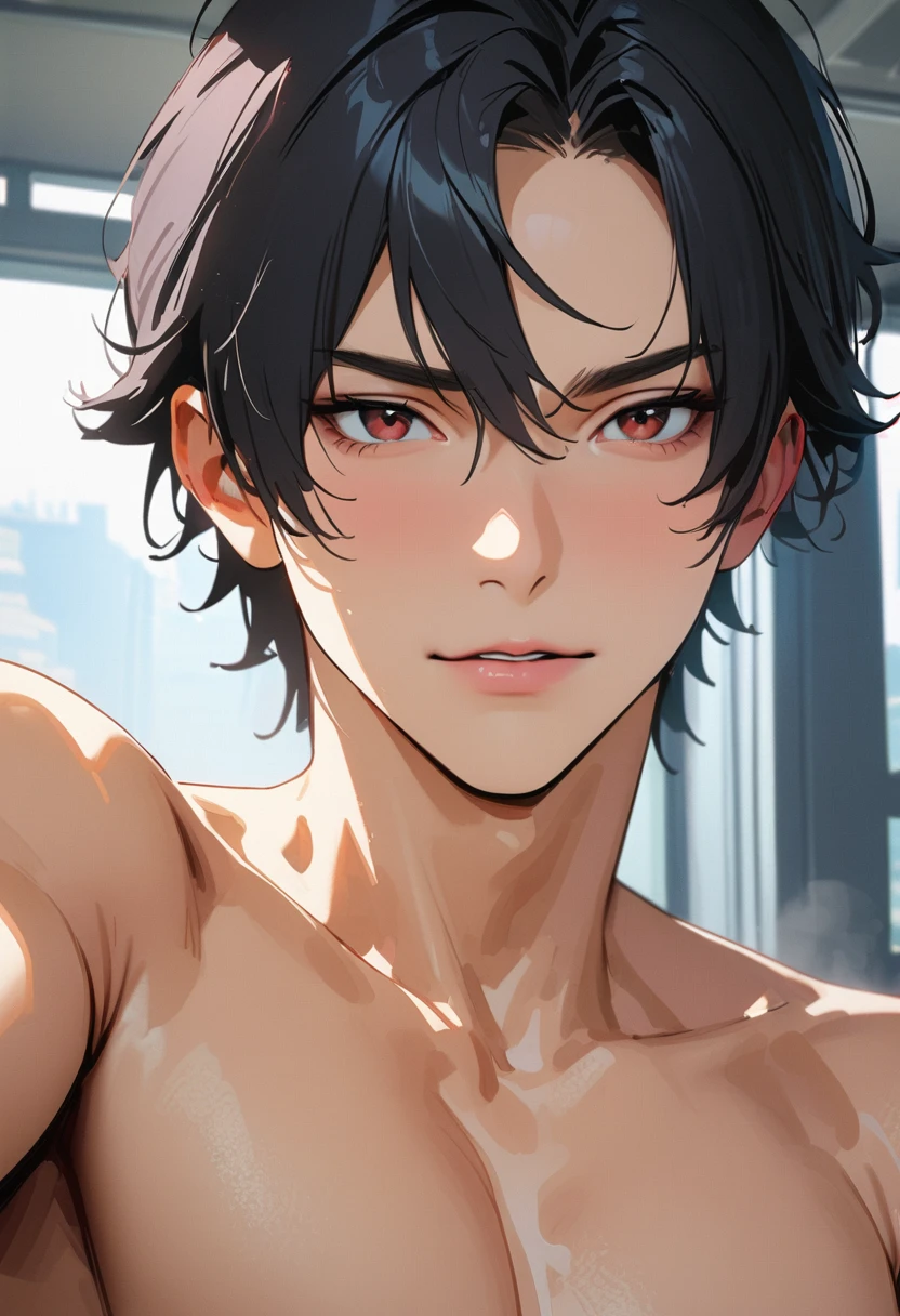 modern, Verism, masterpiece, super detail, best quality, 4K ,A handsome man, black hair, short hair, 頭を抱える