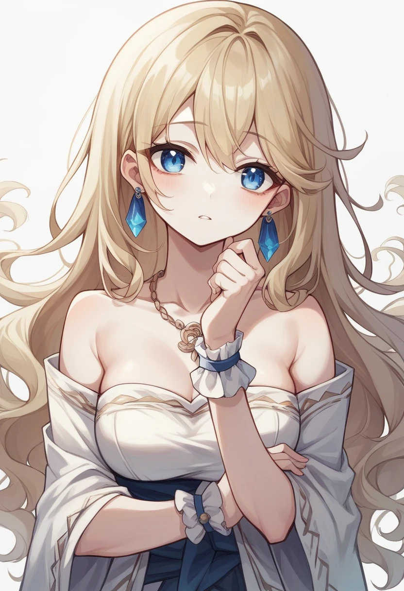 18 year old white female、hair color is blonde、blue eyes、long hair、The ends of the hair are wavy、blue eyes、white skin、platinum blonde、Hair is wavy、セミlong hair、accessories on wrist、wearing a necklace、has earrings、I'm wearing a choker、skin is smooth、ruddy、Slender but muscular body、smile、high resolution、My heart is pounding、I'm punching my chest、erotic look、She is wearing a bright white mini-length Wedding dress.、wearing white straps sandals platform high heels、Hands folded behind your back、Standing with legs crossed、I am in the area where paintings are displayed inside the Louvre Museum.