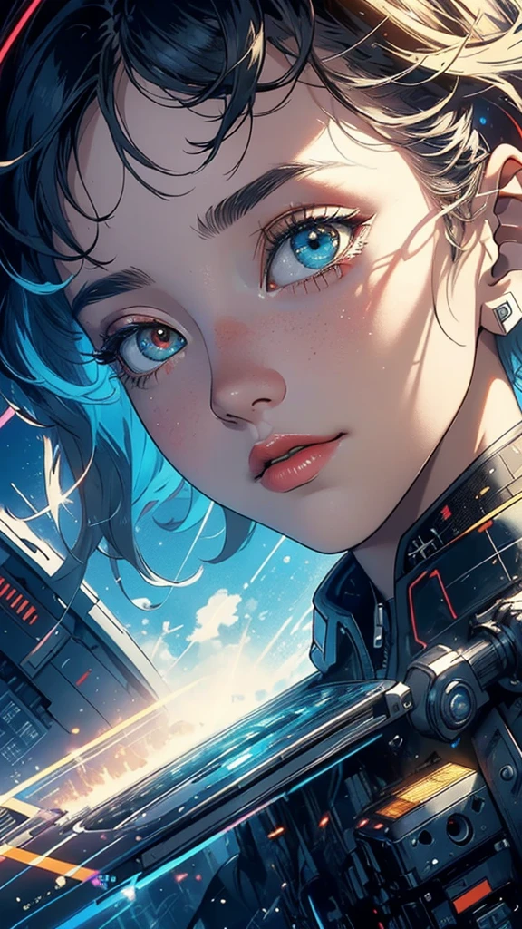 (((masterpiece, highest quality))),(((solo:1.2))),(((1girl:1.2))),32k wallpaper, very detailed, poster, vintage science fiction,(((((geometric cinematic movie poster))))), ((bauhaus)),(shape),(((abstract))),(mid century modern),movie poster,(((((portfolio))))),(((((Close-up))))),(((((bust up))))),((((more various angle)))),(((highlight))),Vast landscape,((((heterochromia)))),(((complete. detailed face))),(((Extremely talented))),(((most complecated machine))),Colorful color scheme