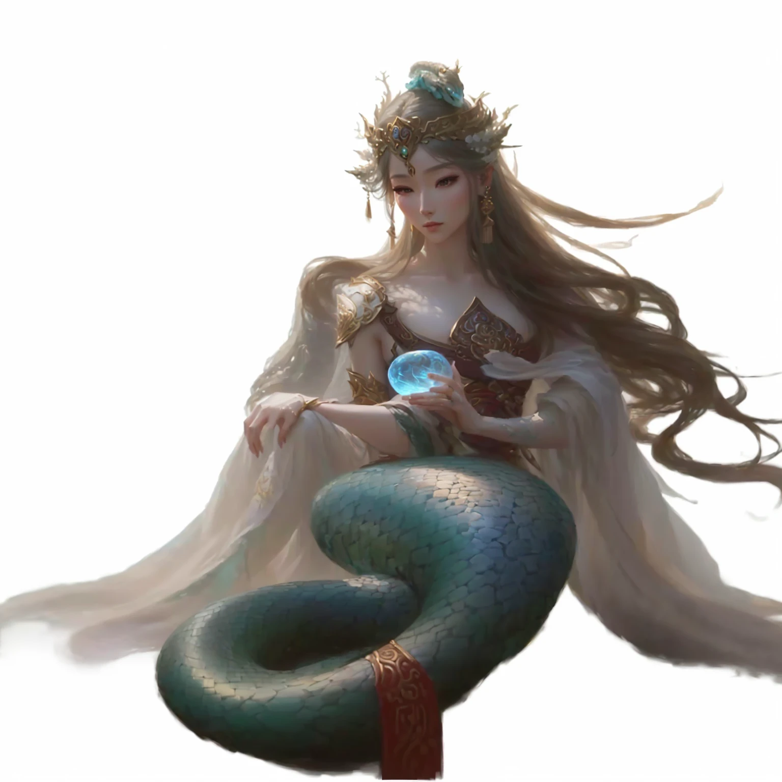 Painting of a woman sitting on a rock with a snake, Beautiful fantasy art, trending digital fantasy art, very Beautiful fantasy art, digital art fantasy art, digital fantasy art ), Queen of the Sea Mu Yanling, Fantasy art style, Detailed fantasy digital art, Beautiful fantasy art portrait, Earth Goddess Mythology, Realistic fantasy illustrations, Beautiful fantasy queen, Beautiful fantasy painting