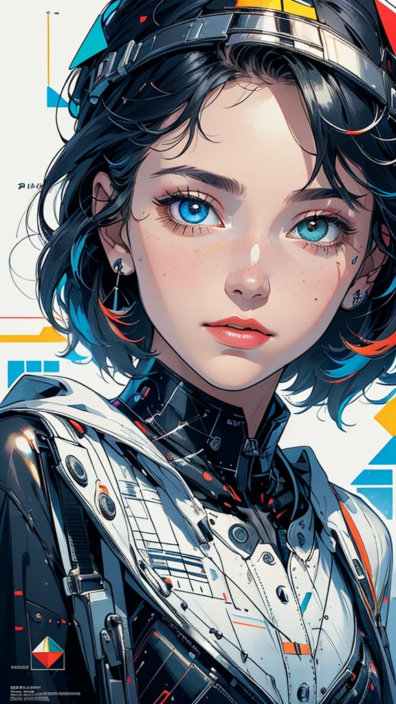 (((masterpiece, highest quality))),(((solo:1.2))),(((1girl:1.2))),32k wallpaper, very detailed, poster, vintage science fiction,(((((geometric cinematic movie poster))))), ((bauhaus)),(shape),(((abstract))),(mid century modern),movie poster,(((((portfolio))))),(((((Close-up))))),(((((bust up))))),((((more various angle)))),(((highlight))),Vast landscape,((((heterochromia)))),(((complete. detailed face))),(((Extremely talented))),(((most complecated machine))),Colorful color scheme
