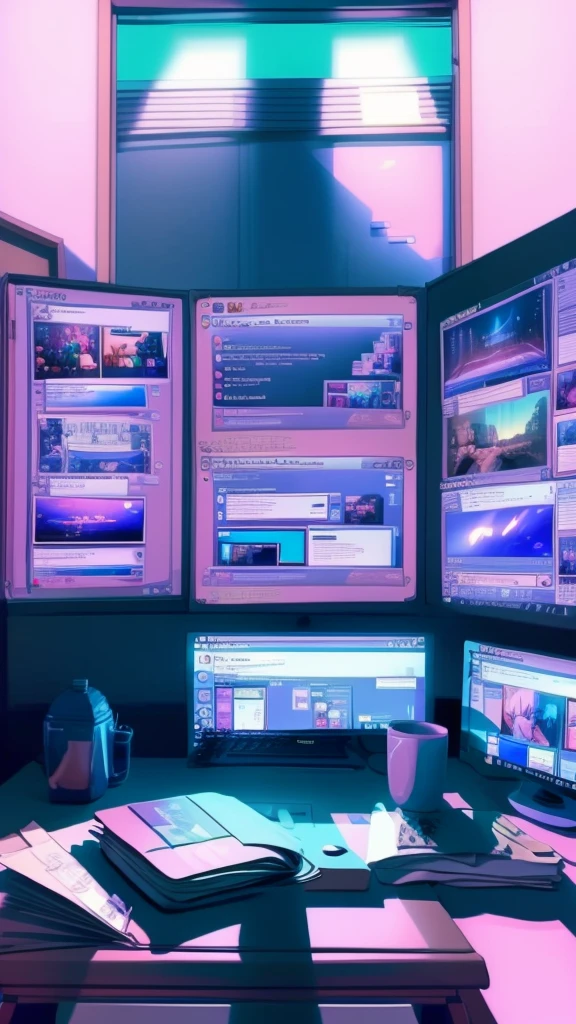 Girl is a trader, Pink Theme, Style Anime, computer, living room, in the computer screen is chart stock night light , (Very detailed:1.2), (Warm Light:1.2), masterpiece, Surreal,32K, Very detailedCG Unity 8K壁紙, Highest quality (masterpiece,Highest quality:1.5)