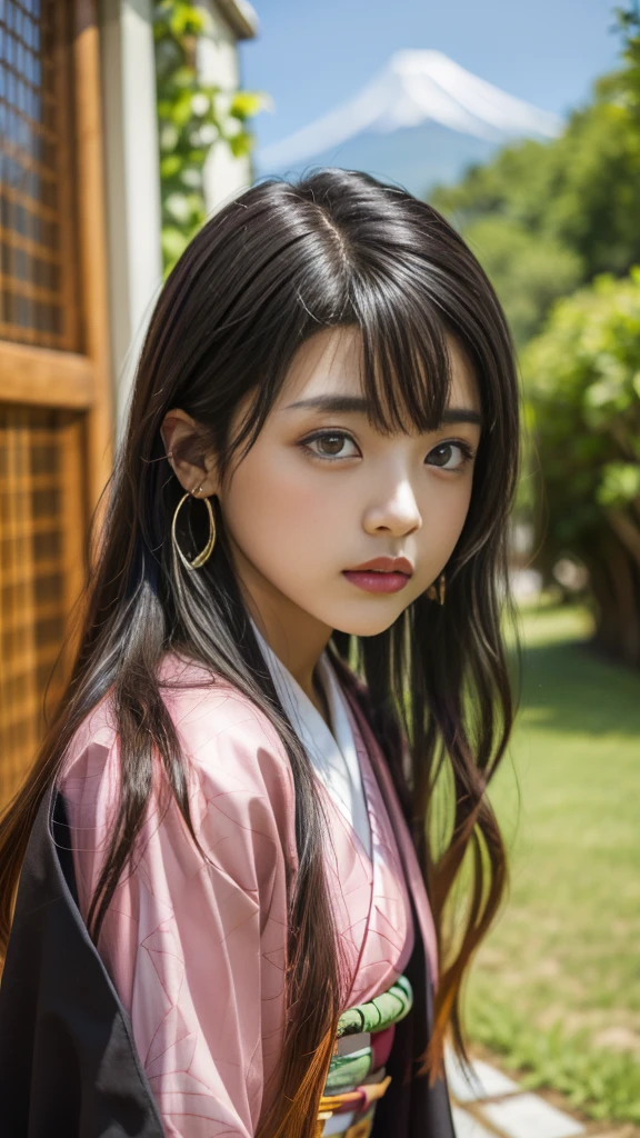Cute Japanese woman, (16 years old), (Very cute face: 1.3), White moist skin, Looking at the camera, Melancholy expression,
BREAK,
Idol,
BREAK,
(Wearing cute kimono: 1.3), (Kimono with high exposure), Very large earrings, Short length,
BREAK,
(Fighting pose: 1.3),
BREAK,
(Long hair), (Pink hair: 1.2), (Wavy hair), (Gradient hair: 1.3), (Red hair at the ends),
BREAK,
(Realistic: 1.3), Masterpiece, Perfect lighting, (Ultra high resolution), (8K), (Very detailed: 1.4), (From the front), (Full body: 1.3), (Symmetrical: 1.2),
BREAK,
(Shibuya city in Japan: 1.2),
BREAK,
(Demon Slayer: 1.4),
BREAK,
(Kasumi Arimura: 1.4),