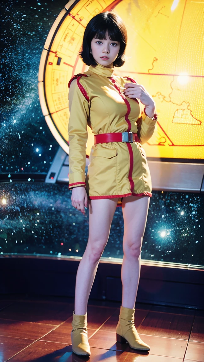 (8k、RAW Photos、Highest quality、masterpiece:1.2、Perfect Anatomy)、(Realistic、Realistic、Full body photo)、1 female、(((Small breasts)))、short hair、Fa Yuili、Costume、Being inside a spaceship