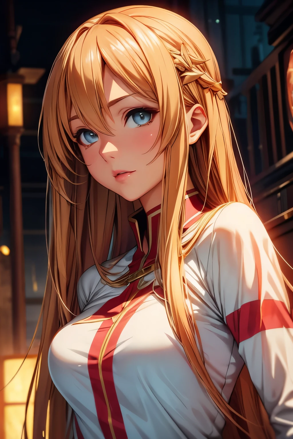 Hot Asuna from Anime Sword Art Online, CG 8k ultra-realista, hot woman, seductive eyes, make-up