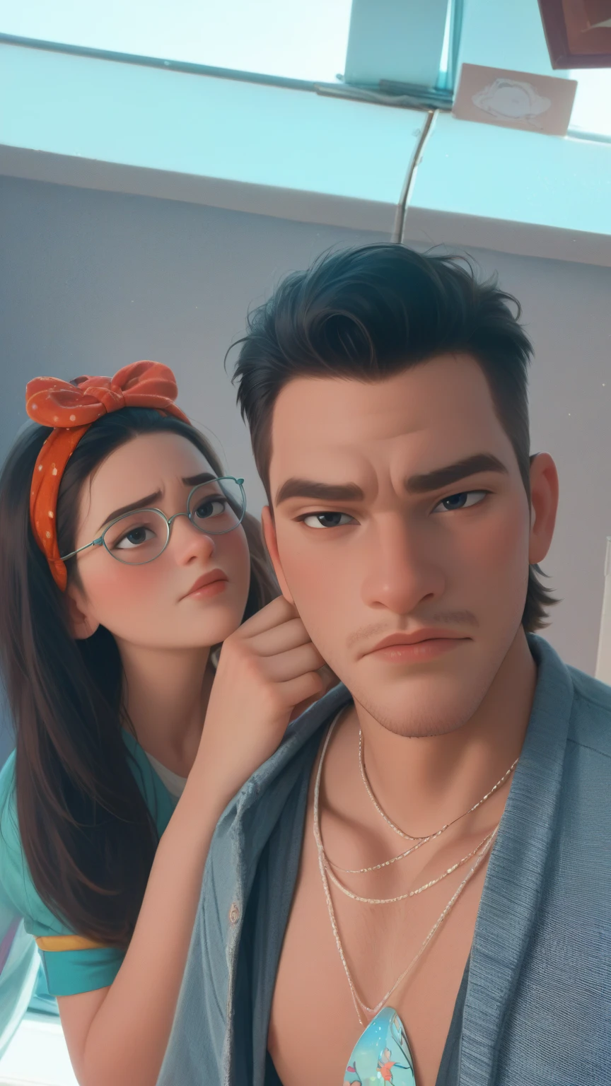 Disney Pixar poster there is a man and a woman posing together for a photo, profile picture,