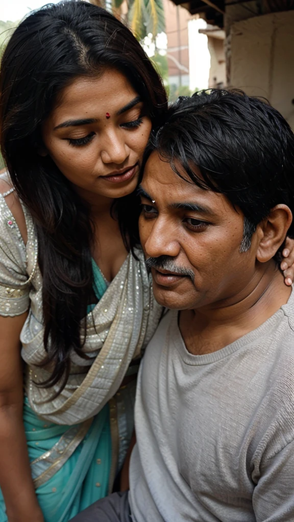 Indian married women kiss a old man