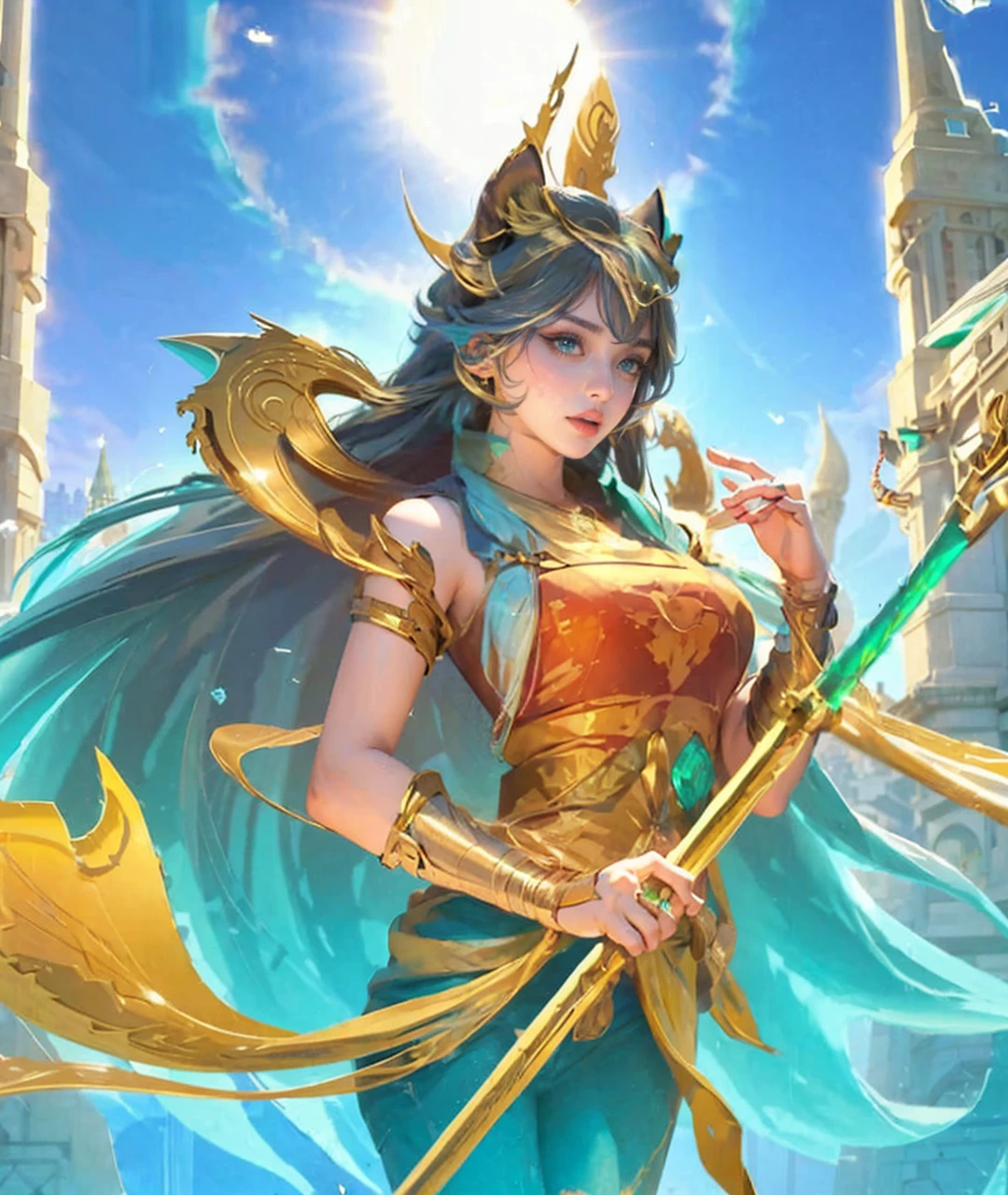 a beautiful girl with fury expression, yellow short hair with cat ears, wearing hot and sexy outfit with a scarf tied around his neck  , highly detailed, cinematic lighting, vibrant colors, photorealistic, masterpiece, 1girl, beautiful detailed eyes, beautiful detailed lips, extremely detailed face, long eyelashes, dramatic pose, intricate details, sharp focus, volumetric lighting, hyperrealistic, 8k, high quality naughty, tongue out 