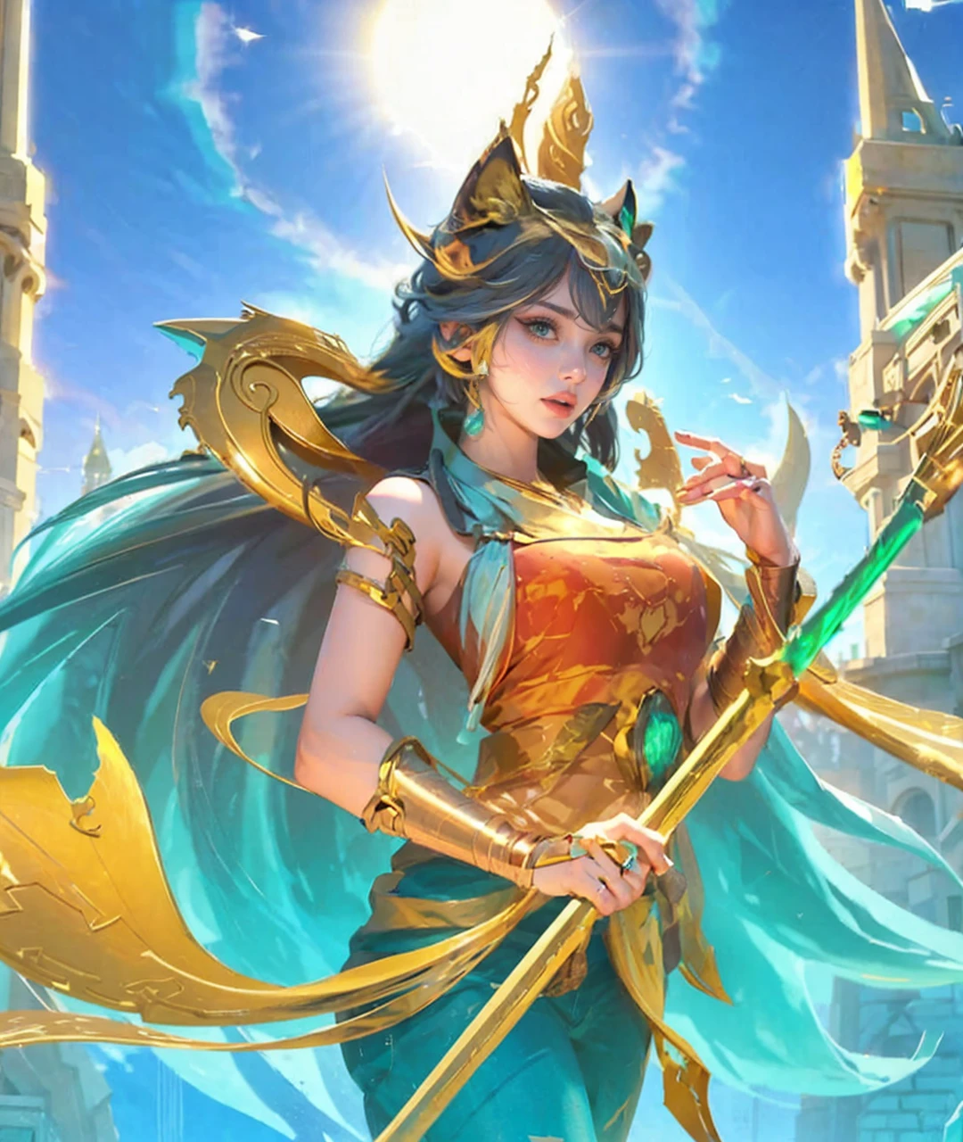 a beautiful girl with fury expression, yellow short hair with cat ears, wearing hot and sexy outfit with a scarf tied around his neck , highly detailed, cinematic lighting, vibrant colors, photorealistic, masterpiece, 1girl, beautiful detailed eyes, beautiful detailed lips, extremely detailed face, long eyelashes, dramatic pose, intricate details, sharp focus, volumetric lighting, hyperrealistic, 8k, high quality naughty, tongue out