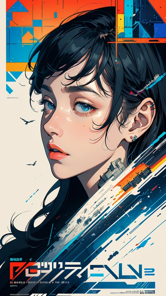 (((masterpiece, highest quality))),(((solo:1.2))),(((1girl:1.2))),32k wallpaper, very detailed, poster, vintage science fiction,(((((geometric cinematic movie poster))))), ((bauhaus)),(shape),(((abstract))),(mid century modern),movie poster,(((((portfolio))))),(((((Close-up))))),(((((bust up))))),((((more various angle)))),(((highlight))),Vast landscape,(((complete. detailed face))),(((Extremely talented))),(((most complecated machine))),(Colorful color scheme),(((Roll one's eyes)))