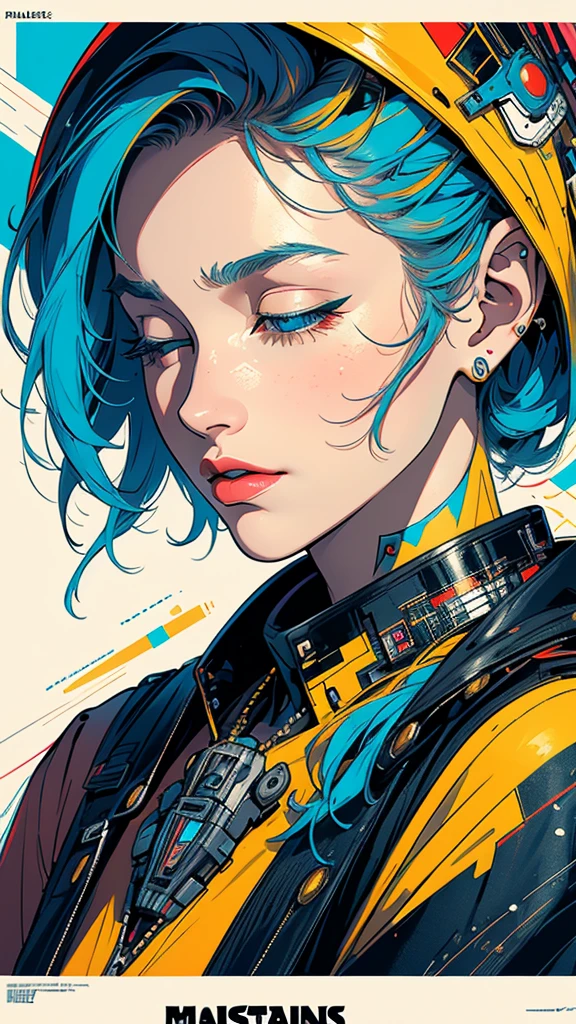 (((masterpiece, highest quality))),(((solo:1.2))),(((1girl:1.2))),32k wallpaper, very detailed, poster, vintage science fiction,(((((geometric cinematic movie poster))))), ((bauhaus)),(shape),(((abstract))),(mid century modern),movie poster,(((((portfolio))))),(((((Close-up))))),(((((bust up))))),((((more various angle)))),(((highlight))),Vast landscape,(((complete. detailed face))),(((Extremely talented))),(((most complecated machine))),(Colorful color scheme),(((Roll one's eyes)))