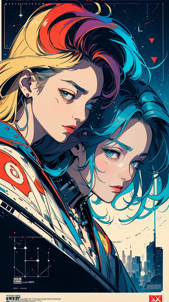 (((masterpiece, highest quality))),(((solo:1.2))),(((1girl:1.2))),32k wallpaper, very detailed, poster, vintage science fiction,(((((geometric cinematic movie poster))))), ((bauhaus)),(shape),(((abstract))),(mid century modern),movie poster,(((((portfolio))))),(((((Close-up))))),(((((bust up))))),((((more various angle)))),(((highlight))),Vast landscape,((((heterochromia)))),(((complete. detailed face))),(((Extremely talented))),(((most complecated machine))),(Colorful color scheme)