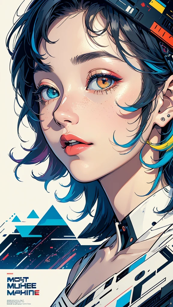 (((masterpiece, highest quality))),(((solo:1.2))),(((1girl:1.2))),32k wallpaper, very detailed, poster, vintage science fiction,(((((geometric cinematic movie poster))))), ((bauhaus)),(shape),(((abstract))),(mid century modern),movie poster,(((((portfolio))))),(((((Close-up))))),(((((bust up))))),((((more various angle)))),(((highlight))),Vast landscape,((((heterochromia)))),(((complete. detailed face))),(((Extremely talented))),(((most complecated machine))),(Colorful color scheme)