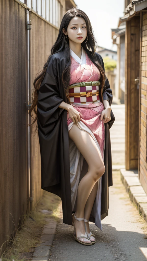 Cute Japanese woman, (16 years old), (Very cute face: 1.3), White moist skin, Looking at the camera, Melancholy expression,
BREAK,
Idol,
BREAK,
(Wearing cute kimono: 1.3), (Highly revealing kimono), Very large earrings, Short length,
BREAK,
(Fighting pose: 1.3),
BREAK,
(Long hair), (Pink hair: 1.2), (Wavy hair), (Gradient hair: 1.3), (Red hair at the ends),
BREAK,
(Realistic: 1.3), Masterpiece, Perfect lighting, (Ultra-high resolution), (8K), (Very detailed: 1.4), (From the front), (Full body: 1.4), (Symmetrical: 1.2),
BREAK,
(Shibuya city in Japan: 1.2),
BREAK,
(Demon Slayer: 1.4),
BREAK,
(Kasumi Arimura: 1.4),