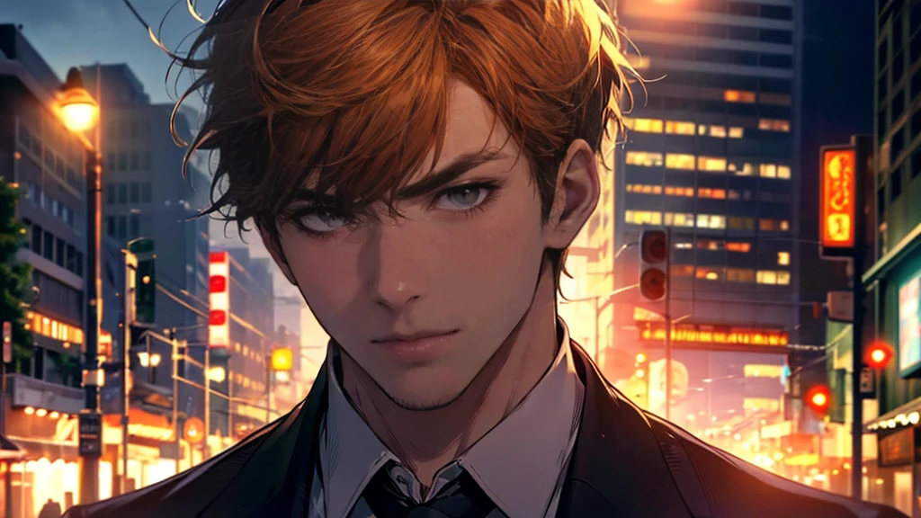 High end jazz bar, high resolution, extra sharp, 8ก, Masterpiece, orange light,man,short hair,black,handsome,Face details