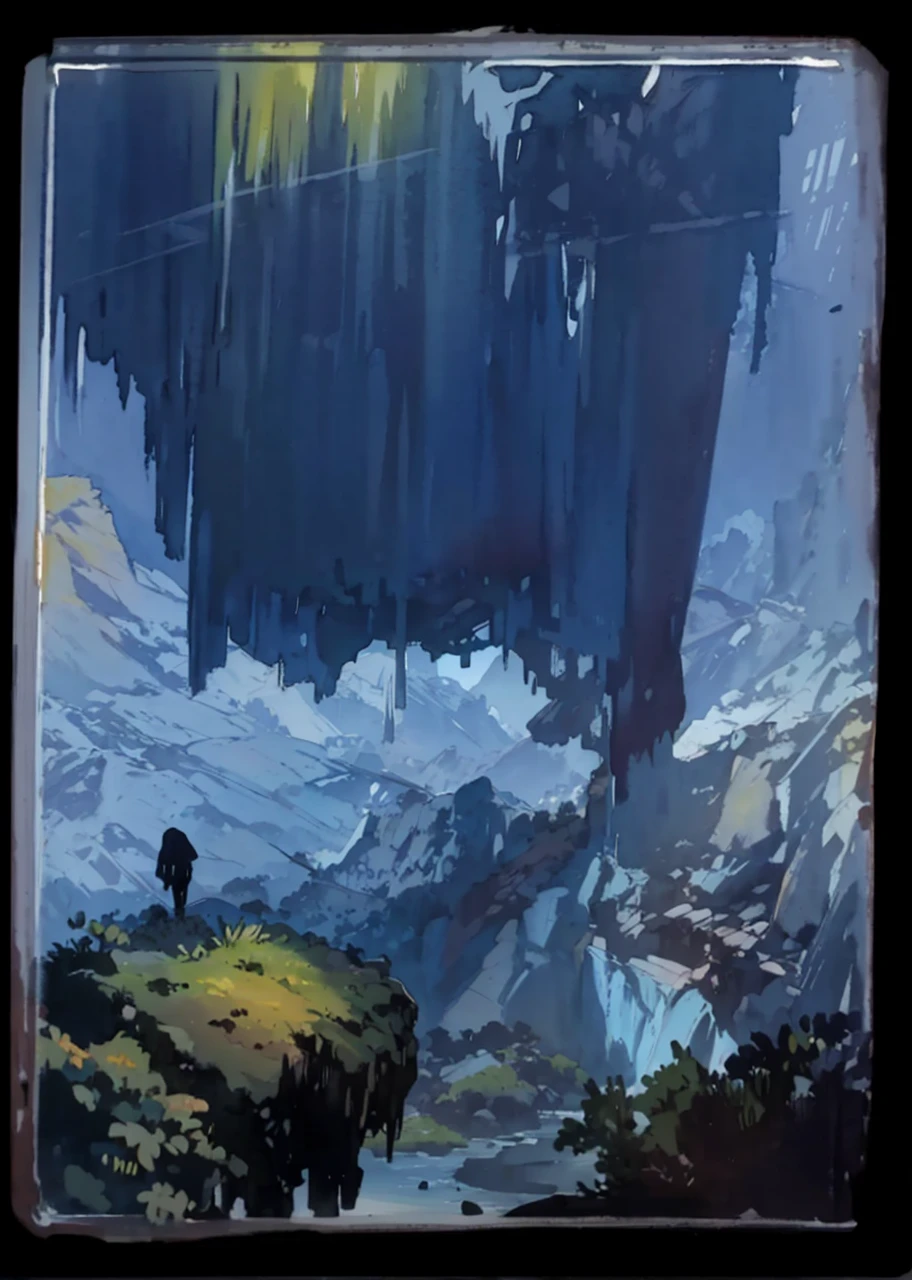 Hazy dreamy scenery in the early morning,The terrain changes significantly,Colorful and distinct blend,The light and shadow are clear,Silky smooth and delicate watercolor painting