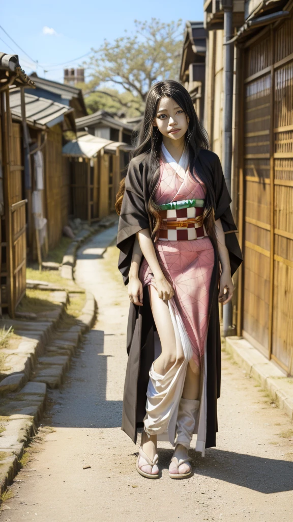 (((Holding a sword)))、(((Tears running down my cheeks)))、Beautiful Japanese Supermodel Women, Hair with subtle highlights, Big black eyes, sexy,Street background,Gorgeous kimono (Floral),Dimples、 Backlit shooting,perfect face lighting,Mixed Media