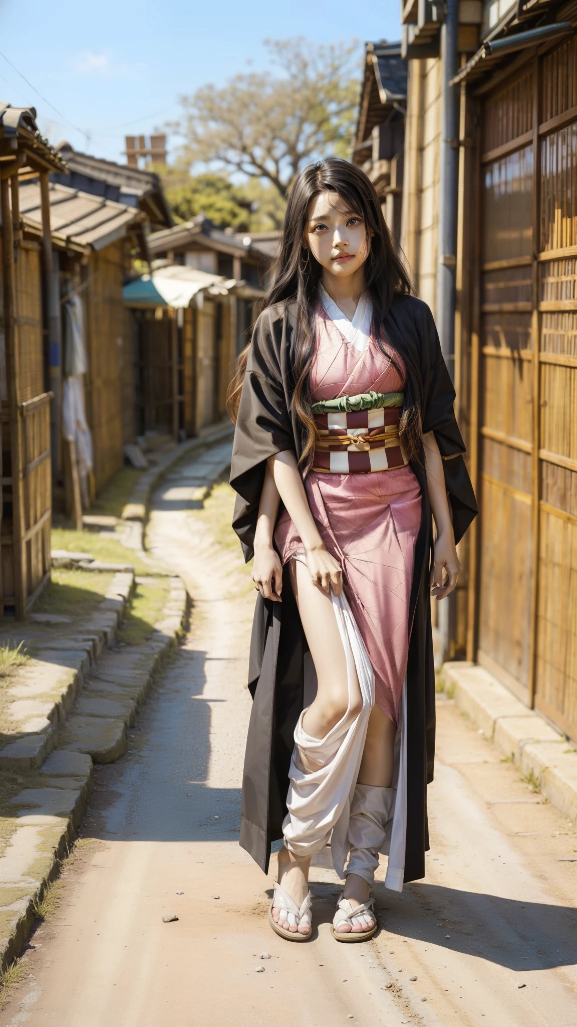 Cute Japanese woman, (16 years old), (Very cute face: 1.3), White moist skin, Looking at the camera, Melancholy expression,
BREAK,
Idol,
BREAK,
(Wearing cute kimono: 1.3), (Highly revealing kimono), Very large earrings, Short length,
BREAK,
(Fighting pose: 1.3),
BREAK,
(Long hair), (Pink hair: 1.2), (Wavy hair), (Gradient hair: 1.3), (Red hair at the ends),
BREAK,
(Realistic: 1.3), Masterpiece, Perfect lighting, (Ultra-high resolution), (8K), (Very detailed: 1.4), (From the front), (Full body: 1.4), (Symmetrical: 1.2),
BREAK,
(Shibuya city in Japan: 1.2),
BREAK,
(Demon Slayer: 1.4),
BREAK,
(Kasumi Arimura: 1.4),