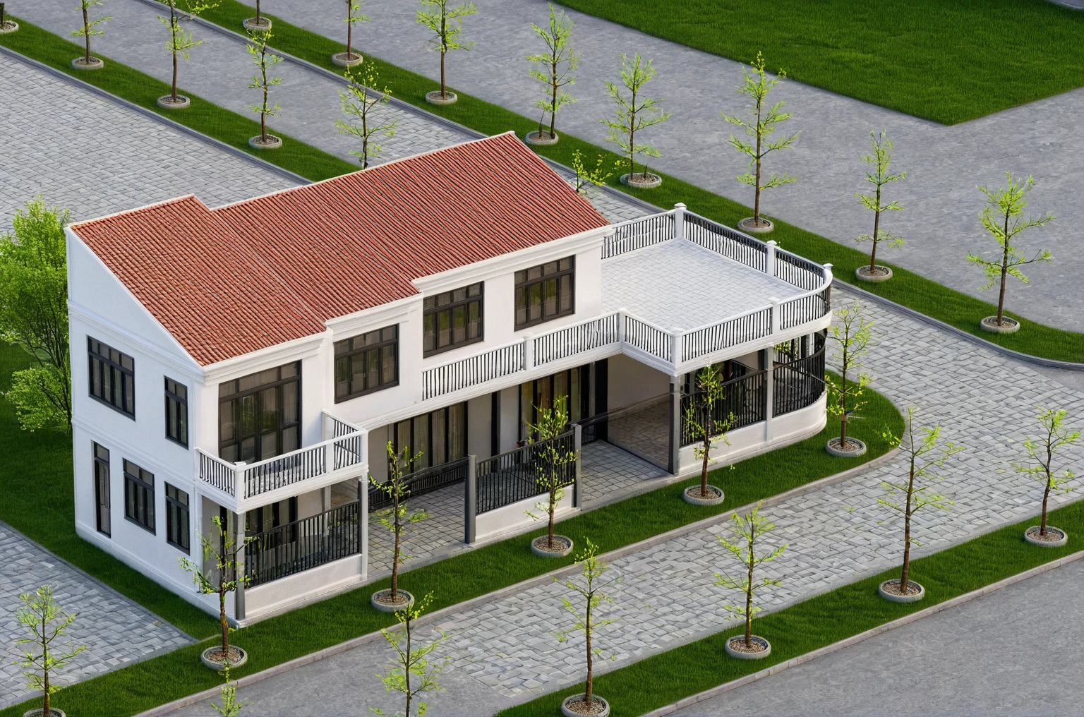 Raw photo,Masterpiece, high quality, best quality, authentic, super detail,
exterior, outdoors, house style indochine on the street ,aiaigroup
road,pavement, grass, trees, sky, cloud, (day:1.1)