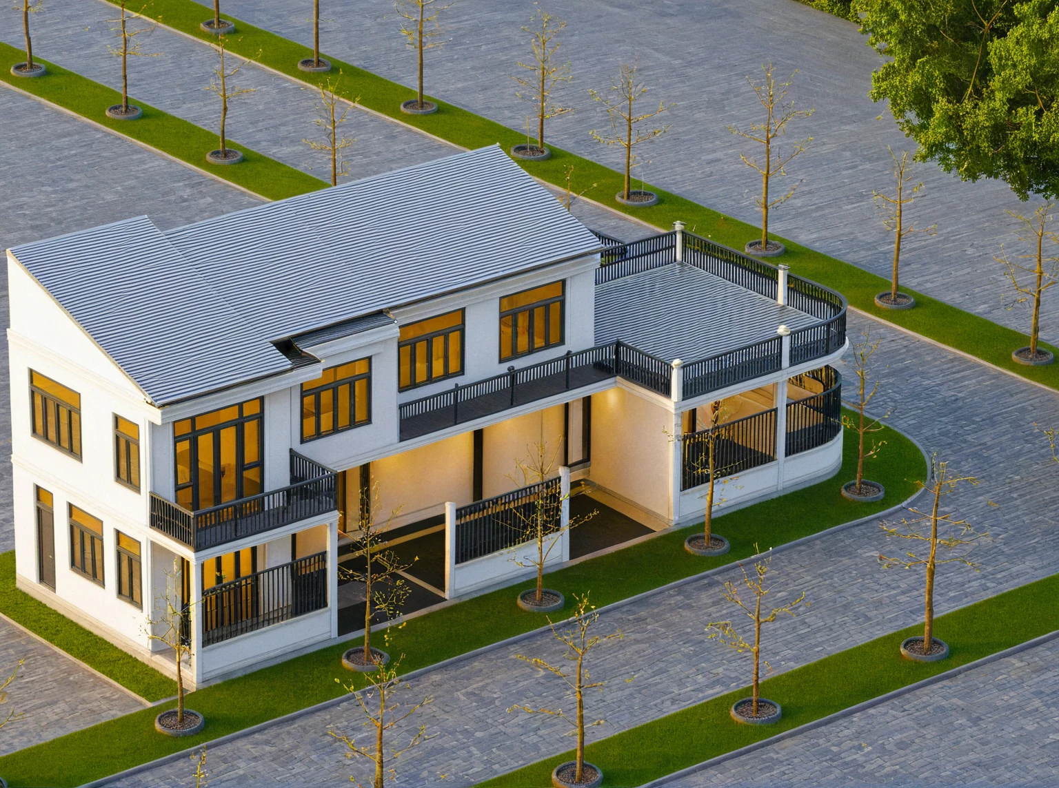 Raw photo,Masterpiece, high quality, best quality, authentic, super detail,
exterior, outdoors, house style indochine on the street ,aiaigroup
road,pavement, grass, trees, sky, cloud, (day:1.1)