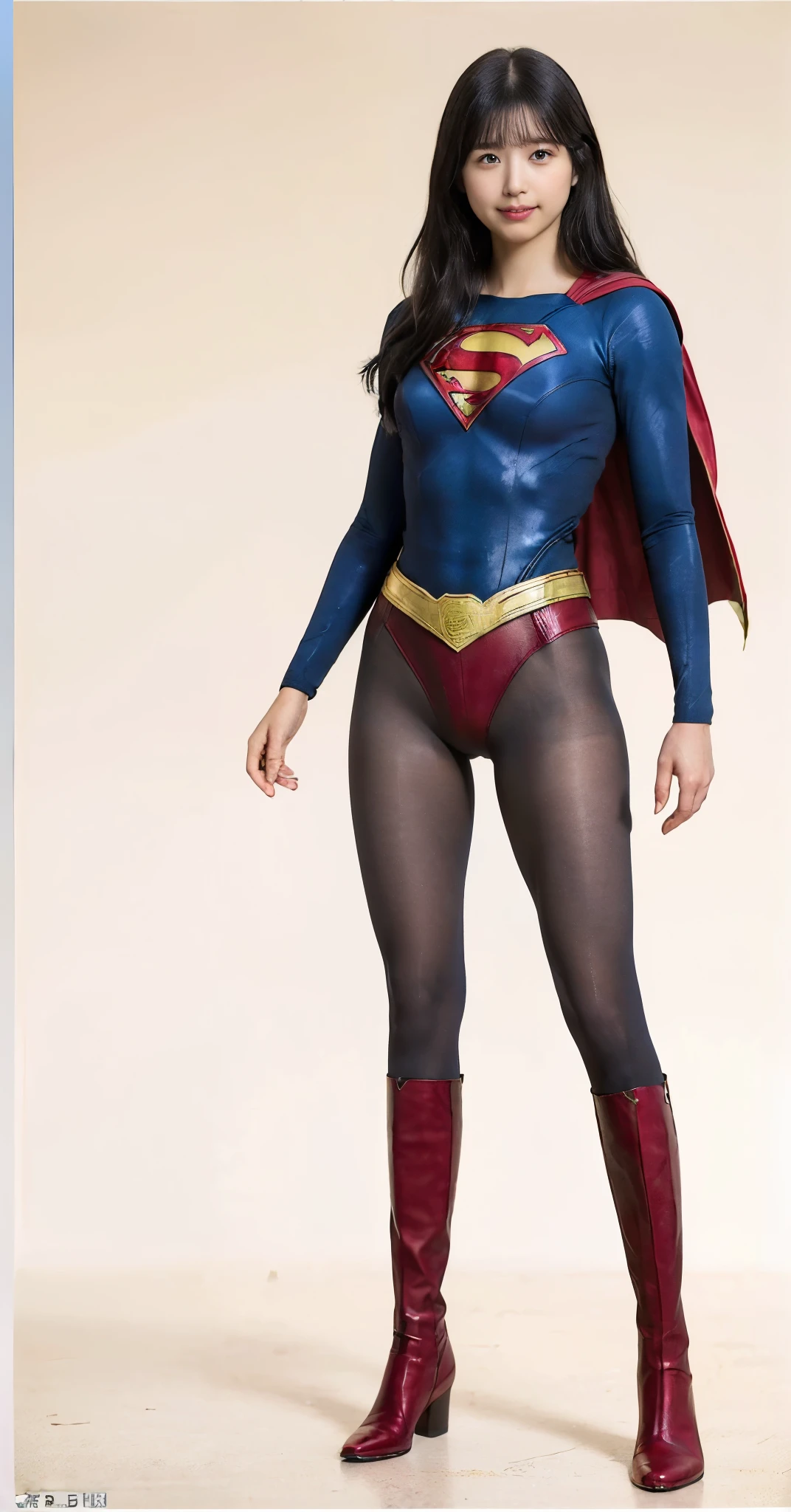 No background、(((Beautiful legs in black tights.)))、(((Legally express the beauty of your smile)))、((((Make the most of your original images)))、(((体にぴったりフィットするSupergirl Costume)))、(((Supergirl Costume)))、(((short and beautiful hair)))、(((suffering)))、(((Please wear black tights....、Wear red boots)))、((Best image quality、8k))、((Highest quality、8k、masterpiece:1.3))、(((Preserve background )))、Sharp focus:1.2、Beautiful woman with perfect figure:1.4、Slim Abs:1.2、Wet body:1.5、Highly detailed face and skin texture、8k