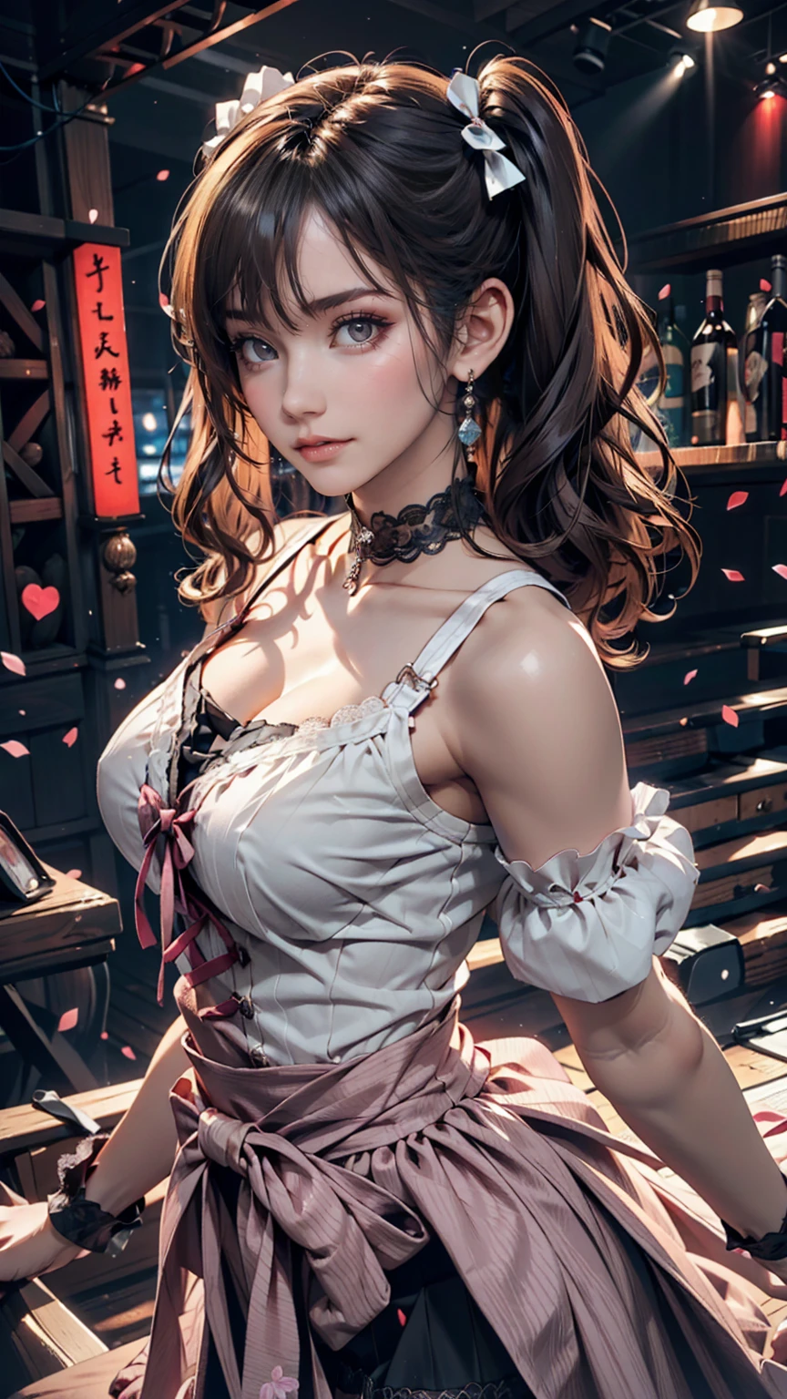 18-year-old female、Japanese Idols、Short pigtails((short twintails))、Sexy proportions、Narrow waist、Gothic Lolita Fashion、Lace-embellished choker、Live Stage