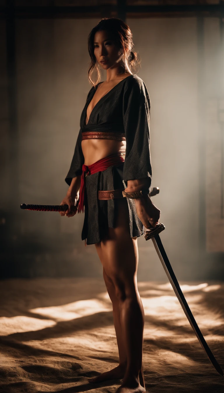 Samurai Swordsman woman In underwear Full body sexy underwear Full body sexy