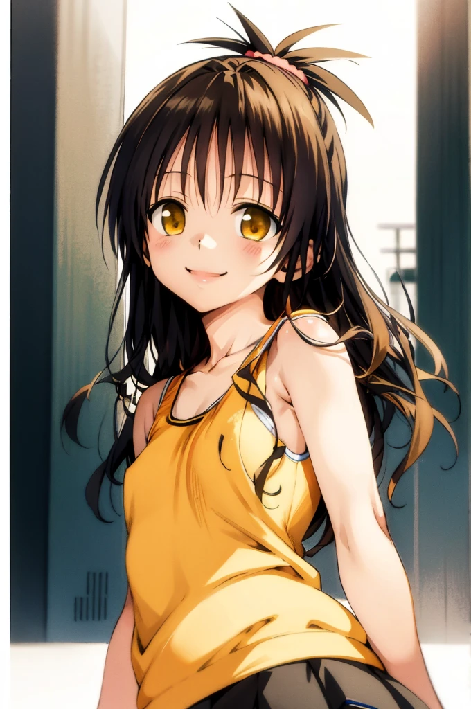 1girl,solo,yuuki mikan,, ,brown hair,, ,1girl,,,small breasts,(spoken heart),(((idol costume))),my room