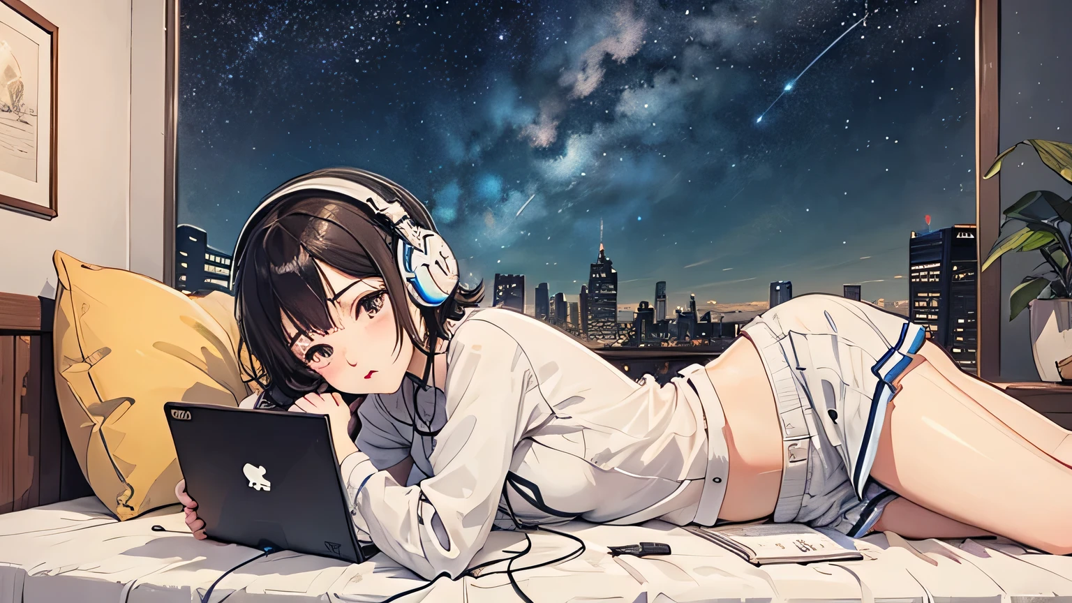 Bob Girl, Wear headphones, Urban Bed, Starry Sky, Enjoy the tranquility of lo-fi music