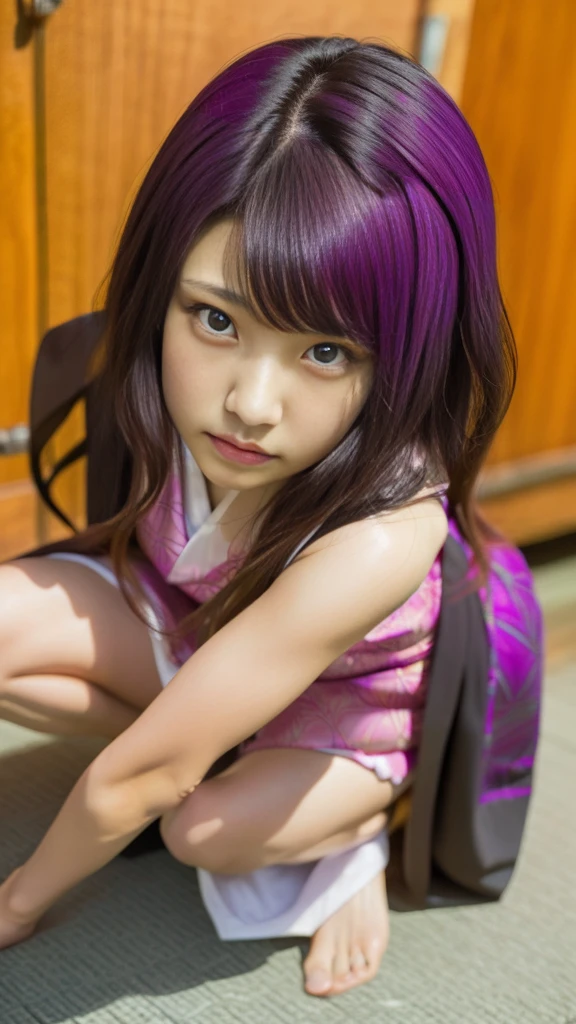 Cute Japanese woman, (16 years old), (Very cute face: 1.3), White moist skin, Looking at the camera, Melancholy expression,
BREAK,
Idol,
BREAK,
(Wearing cute kimono: 1.3), (Highly revealing kimono), Very large earrings, Short length,
BREAK,
(Fighting pose: 1.3),
BREAK,
(Long hair), (Pink hair: 1.2), (Wavy hair), (Gradient hair: 1.3), (Red hair at the ends),
BREAK,
(Realistic: 1.3), Masterpiece, Perfect lighting, (Ultra-high resolution), (8K), (Very detailed: 1.4), (From the front), (Full body: 1.4), (Symmetrical: 1.2),
BREAK,
(Shibuya city in Japan: 1.2),
BREAK,
(Demon Slayer: 1.4),
BREAK,
(Kasumi Arimura: 1.4),