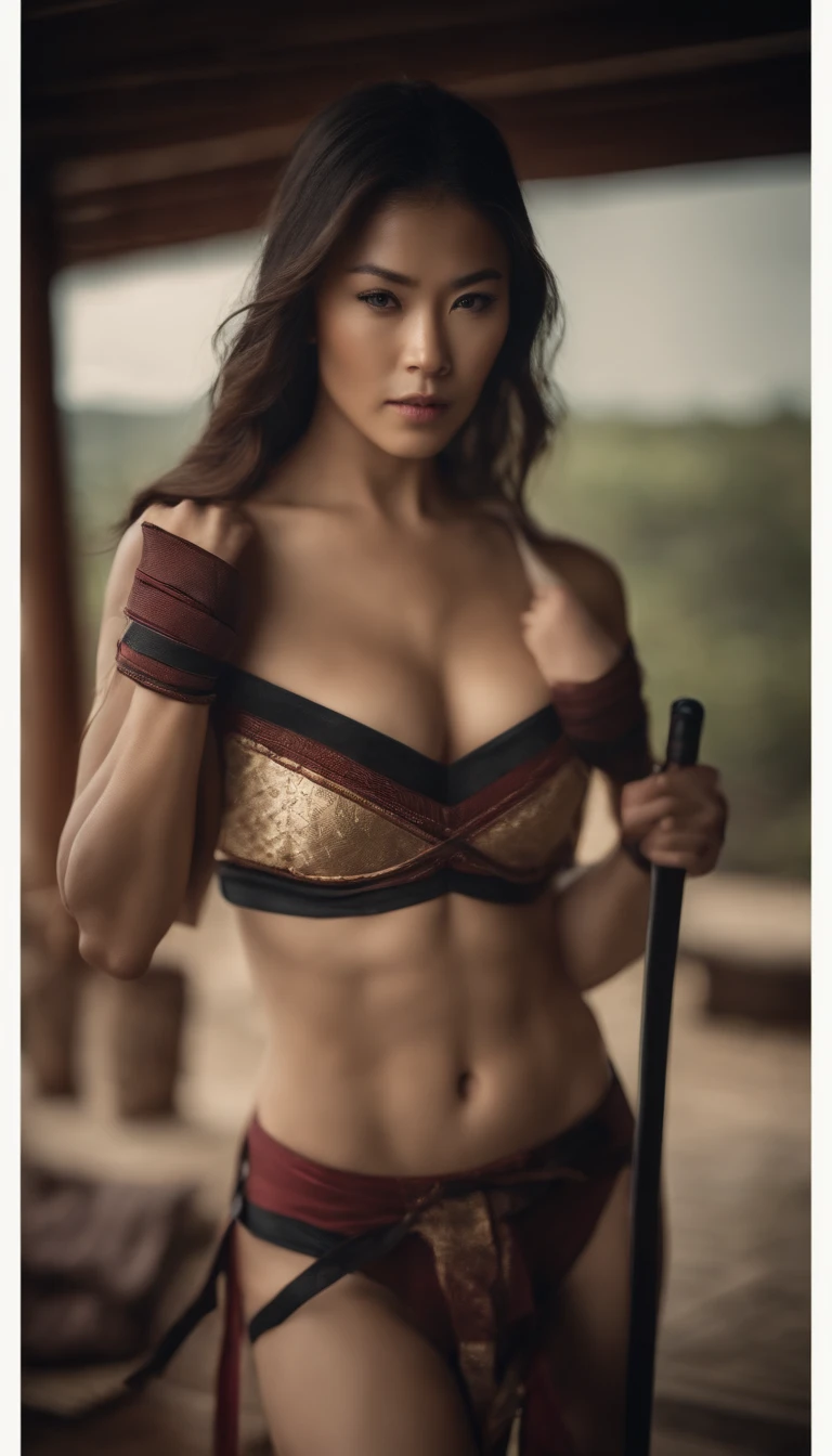 Samurai Swordsman woman In underwear Full body sexy underwear Full body sexy
