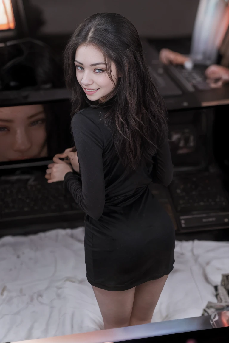 (16k color unit, work of art, best qualityer, ultra detaild, Extremely detailed computer graphics, beautiful detailed eyes, detailed shadows, Beautiful Russian girl 28 summer height 180, censorship, small ass, dressed in a tight dress, long white hair, costs, posing fror a picture, beautiful smile Ultra high definition