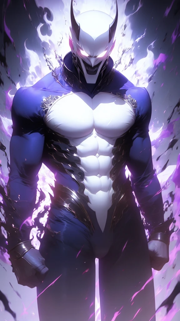 Handsome slim pale skin shirtless villain man