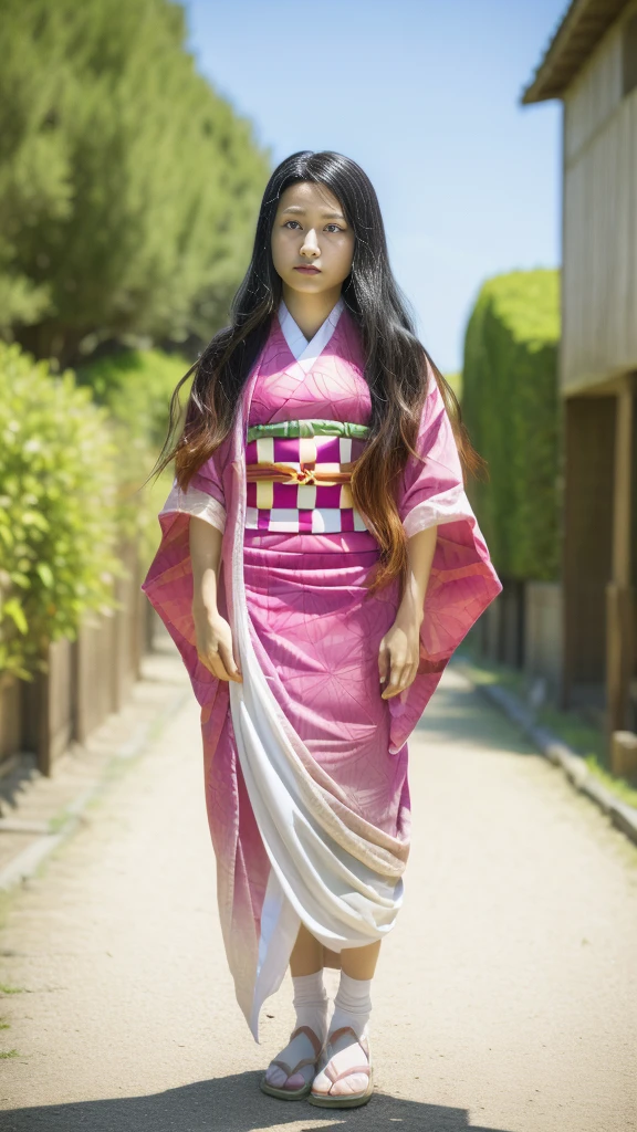 Cute Japanese woman, (16 years old), (Very cute face: 1.3), White moist skin, Looking at the camera, Melancholy expression,
BREAK,
Idol,
BREAK,
(Wearing cute kimono: 1.3), (Highly revealing kimono), Very large earrings, Short length,
BREAK,
(Fighting pose: 1.3),
BREAK,
(Long hair), (Pink hair: 1.2), (Wavy hair), (Gradient hair: 1.3), (Red hair at the ends),
BREAK,
(Realistic: 1.3), Masterpiece, Perfect lighting, (Ultra-high resolution), (8K), (Very detailed: 1.4), (From the front), (Full body: 1.4), (Symmetrical: 1.2),
BREAK,
(Shibuya city in Japan: 1.2),
BREAK,
(Demon Slayer: 1.4),
BREAK,
(Kasumi Arimura: 1.4),