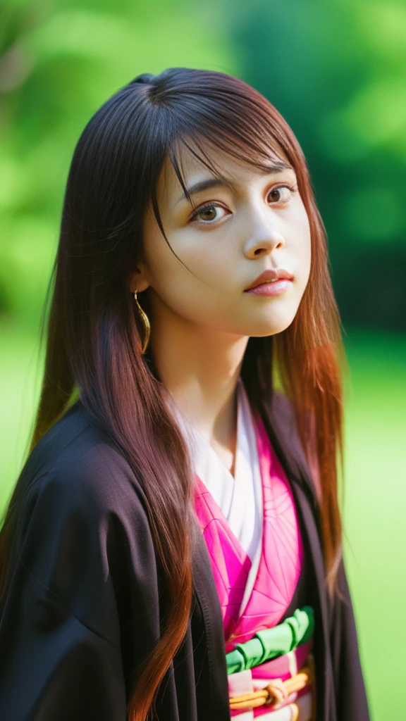 Cute Japanese woman, (16 years old), (Very cute face: 1.3), White moist skin, Looking at the camera, Melancholy expression,
BREAK,
Idol,
BREAK,
(Wearing cute kimono: 1.3), (Highly revealing kimono), Very large earrings, Short length,
BREAK,
(Fighting pose: 1.3),
BREAK,
(Long hair), (Pink hair: 1.2), (Wavy hair), (Gradient hair: 1.3), (Red hair at the ends),
BREAK,
(Realistic: 1.3), Masterpiece, Perfect lighting, (Ultra-high resolution), (8K), (Very detailed: 1.4), (From the front), (Full body: 1.4), (Symmetrical: 1.2),
BREAK,
(Shibuya city in Japan: 1.2),
BREAK,
(Demon Slayer: 1.4),
BREAK,
(Kasumi Arimura: 1.4),
