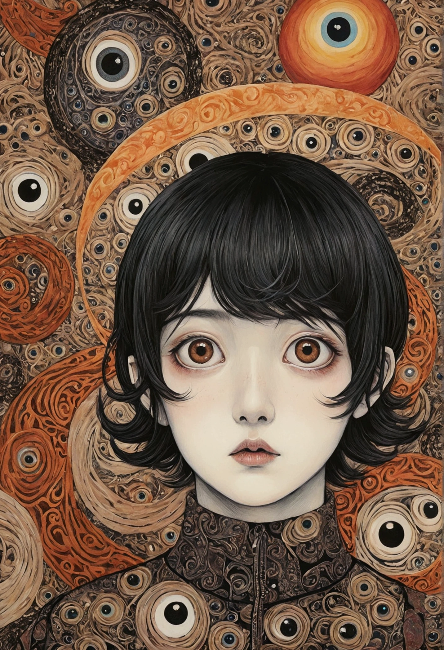 wallpaper、Swirl、Many eyes、Painting：Junji Ito