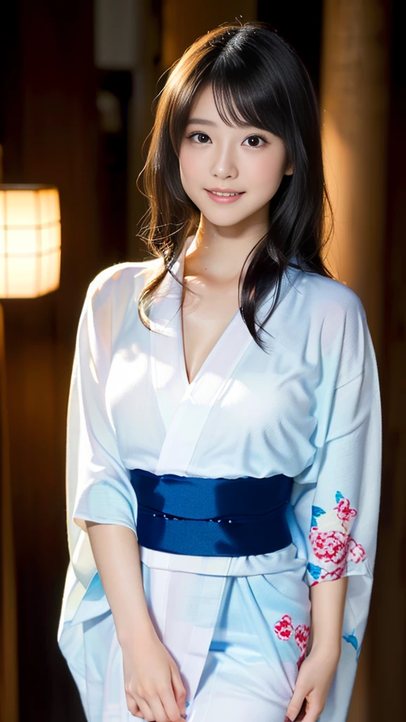 masterpiece, Highest quality，16K, Ultra-high resolution，The light and shadow of reality，Cinema Lenses，((Very skinny)),((Her waist is so slim and beautiful)),((High nose、Small Mouth)),((Clean and slim face line)),((Big dark eyes with long eyelashes)),((Very small face))((Very slim and beautiful arms)),,((She is very slim and has a great figure)),((Pure white beautiful skin)),((Cute Japanese Girls)),(((Colorful kimono、yukata)))、Kyoto))、（Sexy pose),(Beautiful Eyes:1.1)，Reflecting clear eyes and a gentle smile,