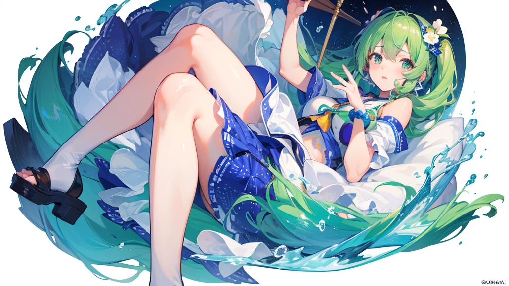 (Highest quality) (4K) (8k) (High resolution) (masterpiece:1.2) (Super detailed) One girl Sanae Kochiya White Background