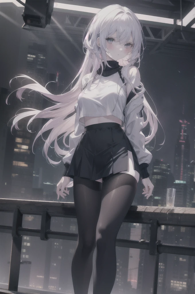 girl:1.3), Solitary, __body parts__ Delicate and realistic skin, Pale skin, Large target, Official Art, Unity 16K Wallpaper, Ultra Detailed, beauty, masterpiece, best quality, Awesome atmosphere, Calming color palette, A calm mood, Soft shadows, , charm,((Larger breasts)),,((Tights)),sweater,blush,liquid,cute,Sportswear,Colorful,Short skirt