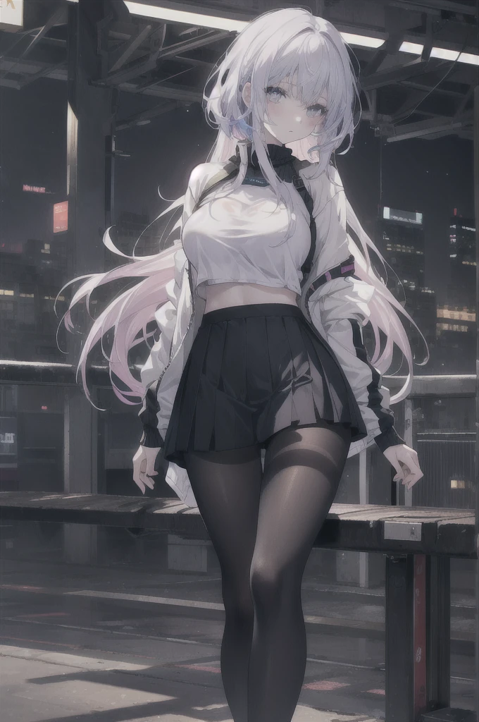girl:1.3), Solitary, __body parts__ Delicate and realistic skin, Pale skin, Large target, Official Art, Unity 16K Wallpaper, Ultra Detailed, beauty, masterpiece, best quality, Awesome atmosphere, Calming color palette, A calm mood, Soft shadows, , charm,((Larger breasts)),,((Tights)),sweater,blush,liquid,cute,Sportswear,Colorful,Short skirt