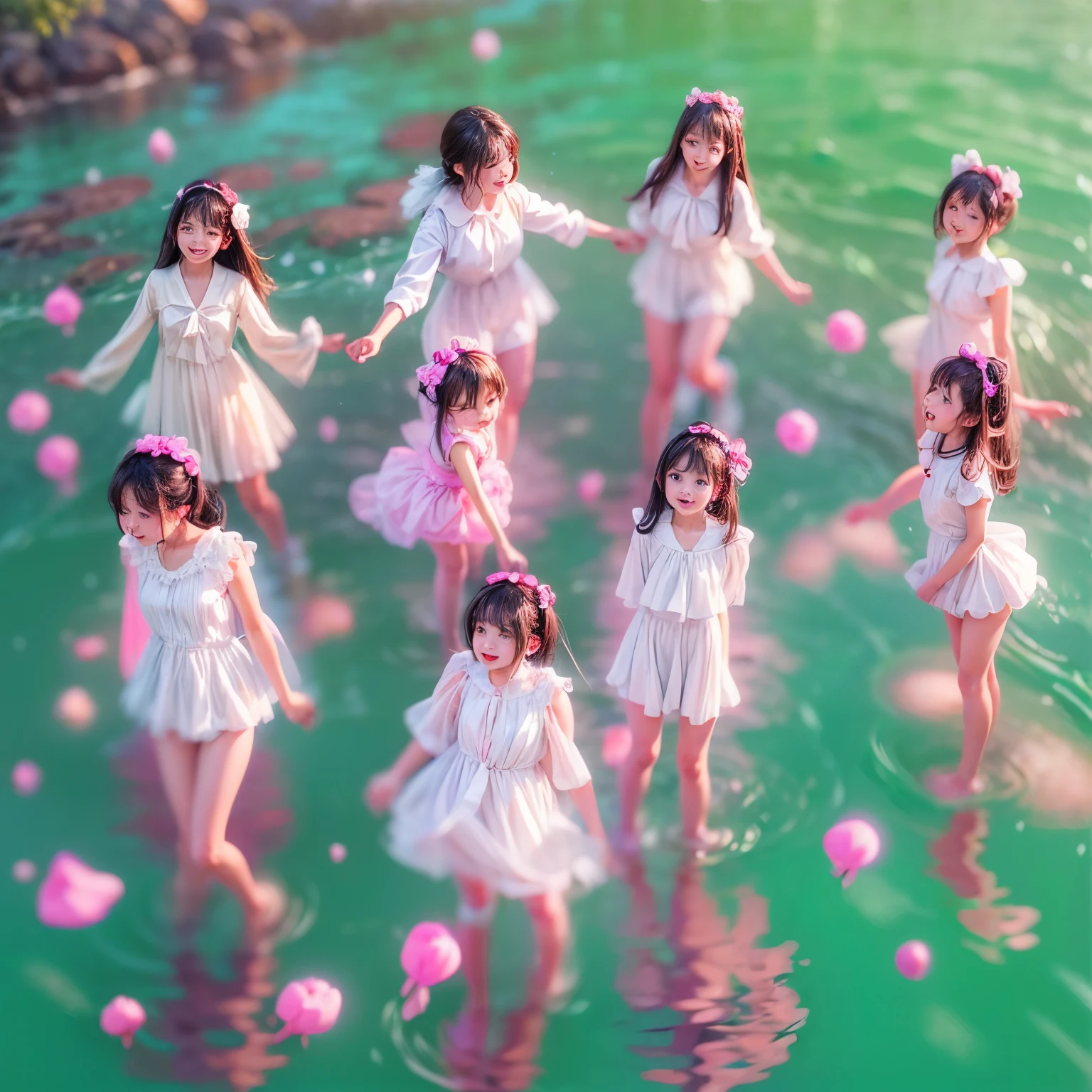  Masterpiece of (ProfessionalPhoto:1.37) ((ExtremelyDetailed (5 PICHIPICHI KAWAII Girls Floating in The Air in a row:1.37) in WHITE at Dusk Enoshima Beach)), {(Standing Full Body:1.2)|(from below:1.2)|Detailed KAWAII face}, Different types of hair colors, {(skinny(school swimwear))|(SchoolUniform)with Tiny AthleticShorts}, {(Corrected Childish hand)|Hidden hand|Different types of breasts|(Clearly Visible the shape of Butt)}, Joyful Expressions LifeLike Rendering, Detailed clothing texture, PerfectLighting, (Dazzling Horizon Visible through ThighGap), (Starry IridescentParticles:1.22) ColorfulClouds . Whole Body proportions and all limbs are anatomically accurate
