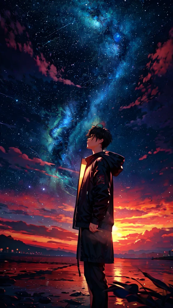 masterpiece, Highest quality, One boy, cloud,星null,null,Warm colors,夜null