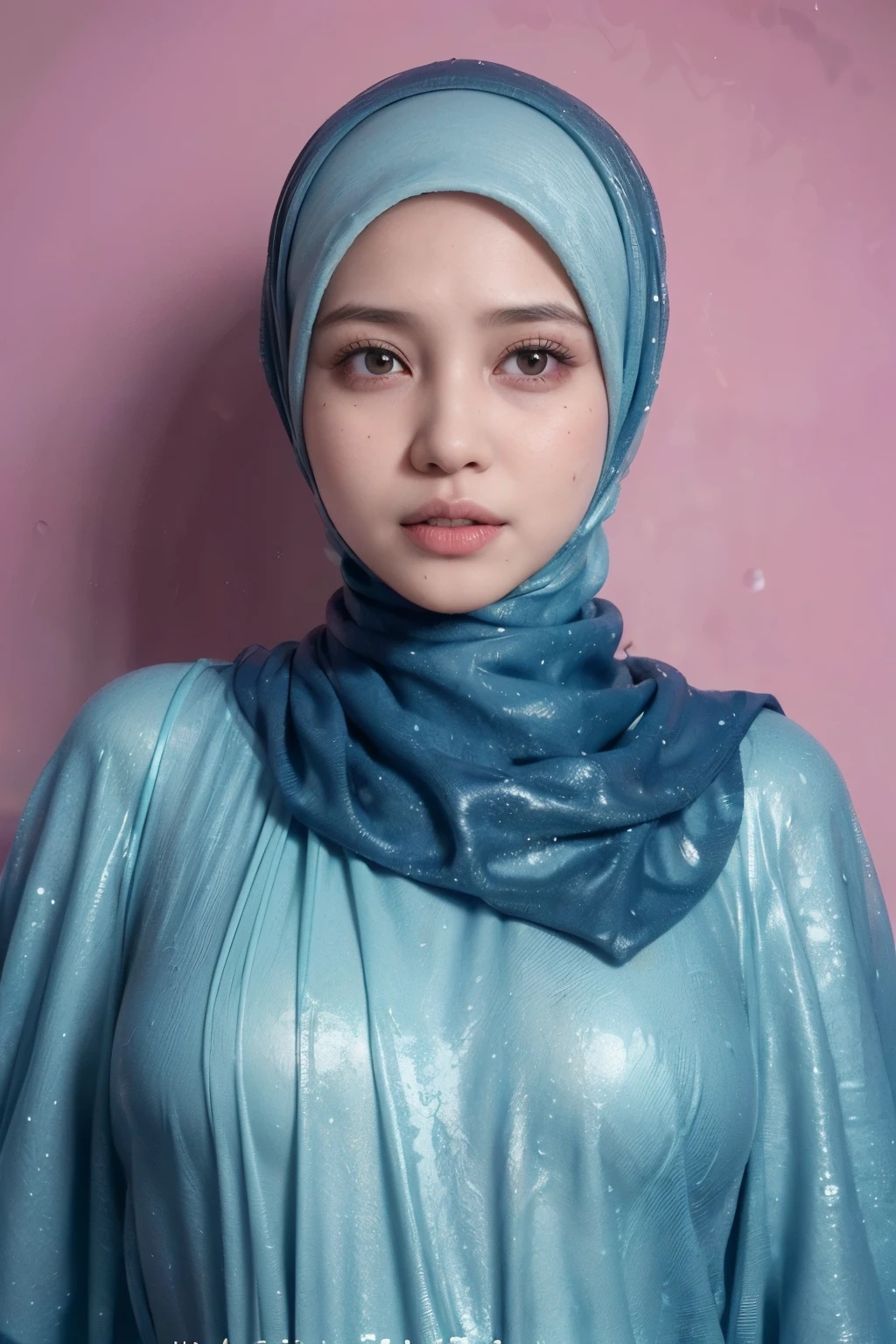 (((WATER SPLASH))), (((WRAPPING STYLISH HIJAB))), ((SLEEPING BEAUTY)), ((EYES WIDE )), ((OPEN BIG HUGE EYES)), Very Thin body ((Wearing Lingerie)), (((COLOURFUL COLOR SHORT HAIR )), masutepiece, High quality, UHD 32K, Realistic face, Realistic skin feeling , A Malay Lady, 8 years old. ((Face cute like a baby)), (((WATER SPLASH)))