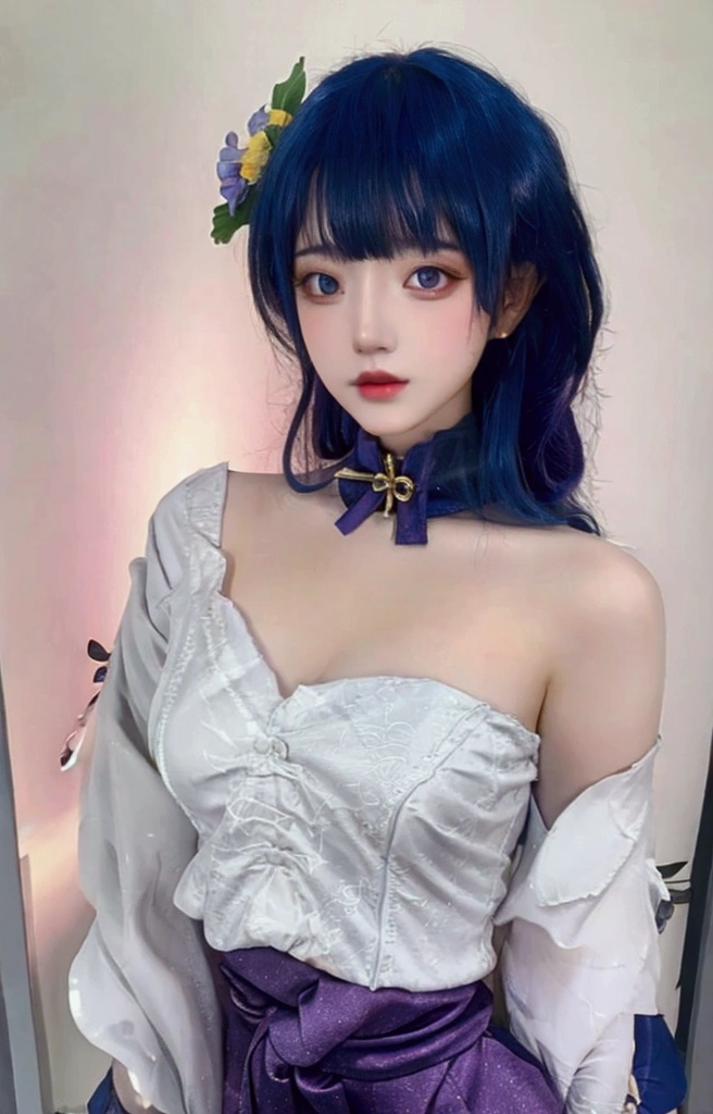 masterpiece, black_hair, 1 girl, looking at the audience, long_hair, nail_polish, solo, ancient art, Chinese,(8k, best quality, masterpiece:1.2), (realistic, realistic:1.2), (background sky: 1.2), (face close-up: 1.7), looking at the audience, hanfu, 1girl, (purple flower pine ink: 1.1), face close-up, detailed face, hanfu, song, long shan, pleated skirt,cinematic lighting, motion blur, ray tracing, god rays, bloom, drop shadow, close-up, lens flare, UHD, masterpiece, ccurate, anatomically correct, textured skin, super detail, high details, high quality, award winning, best quality, highres, 16k, HD, face close-up, close-up, close-up, accurate, correct hand, (anatomically correct: 1.5),
