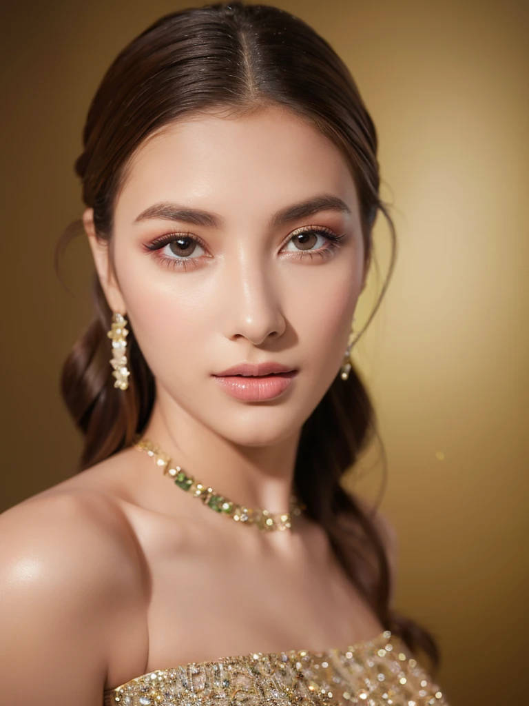 a girl wearing a sparkling bodycon dress, beautiful detailed eyes, beautiful detailed lips, extremely detailed eyes and face, long eyelashes, high heels, confident expression, posing gracefully, (best quality,4k,8k,highres,masterpiece:1.2),ultra-detailed,(realistic,photorealistic,photo-realistic:1.37),studio lighting,vivid colors,seamless,elegant,glamorous,fashion portrait